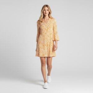 Jude Connally Kerry Grand Wings Bluebell Orange White Geometric Shift Dress